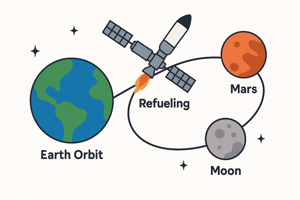 Earth orbit as staging point