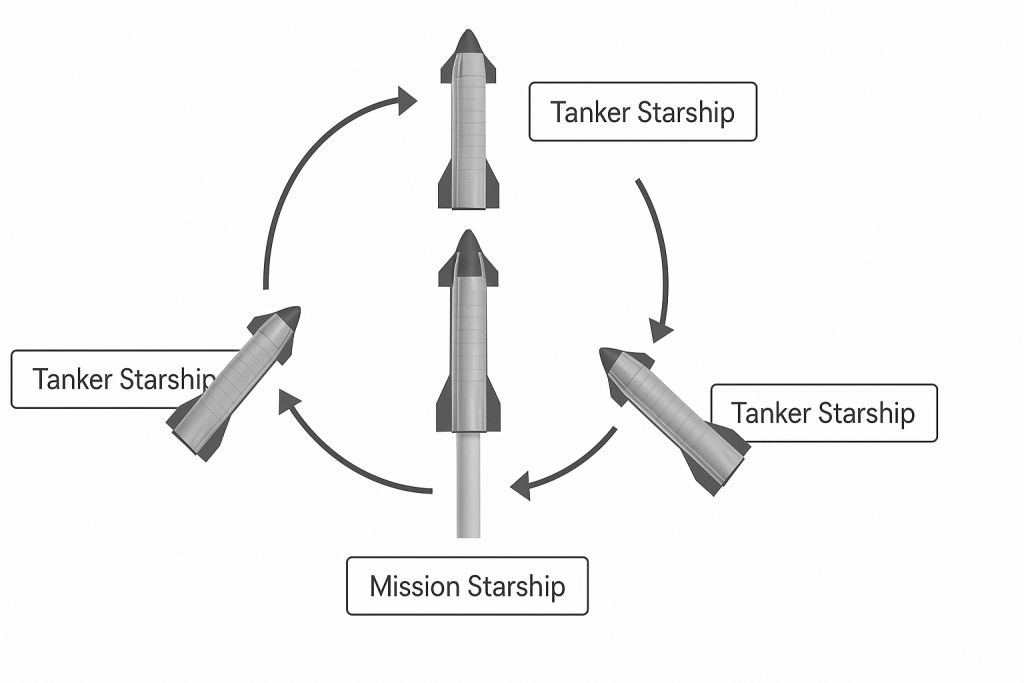 Starship orbital refueling strategy