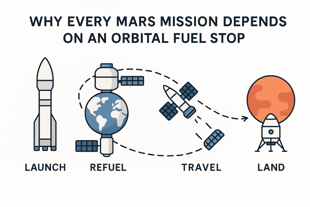 orbital fuel stop Mars missions