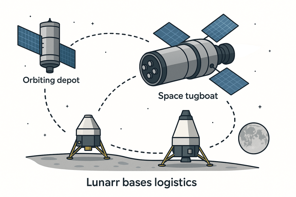 space tugs for lunar base logistics