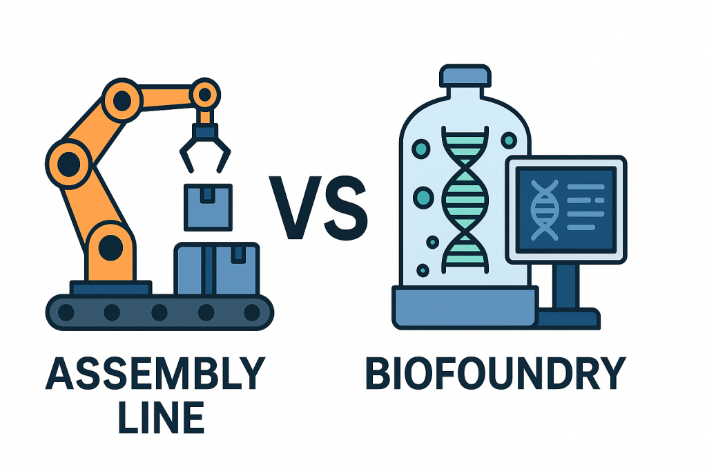 Biofoundries vs. assembly lines