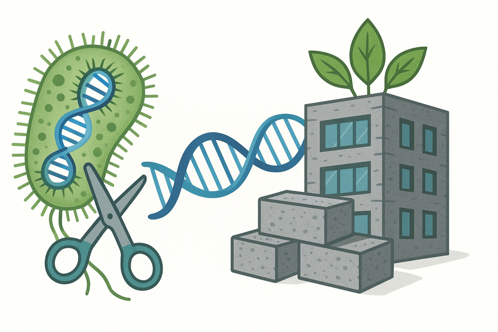 How CRISPR is enabling eco-friendly, carbon-storing, and self-healing construction materials.