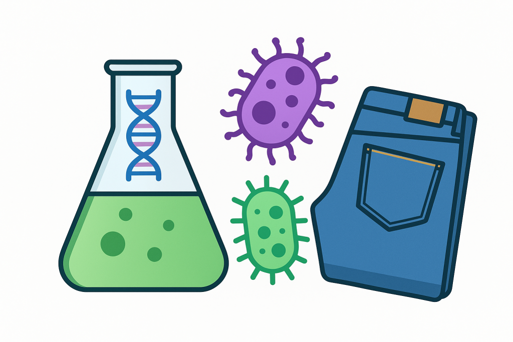 How CRISPR is transforming fashion by engineering microbes to make eco-friendly dyes and fibers.