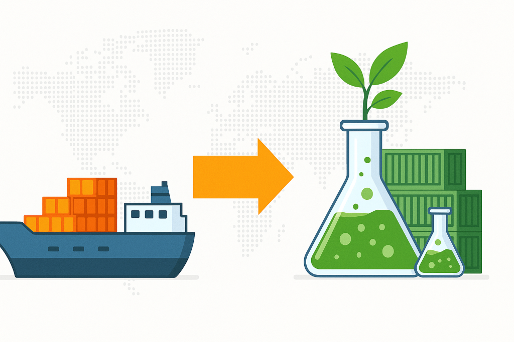 How localized biological production can replace global shipping, cutting emissions and waste.