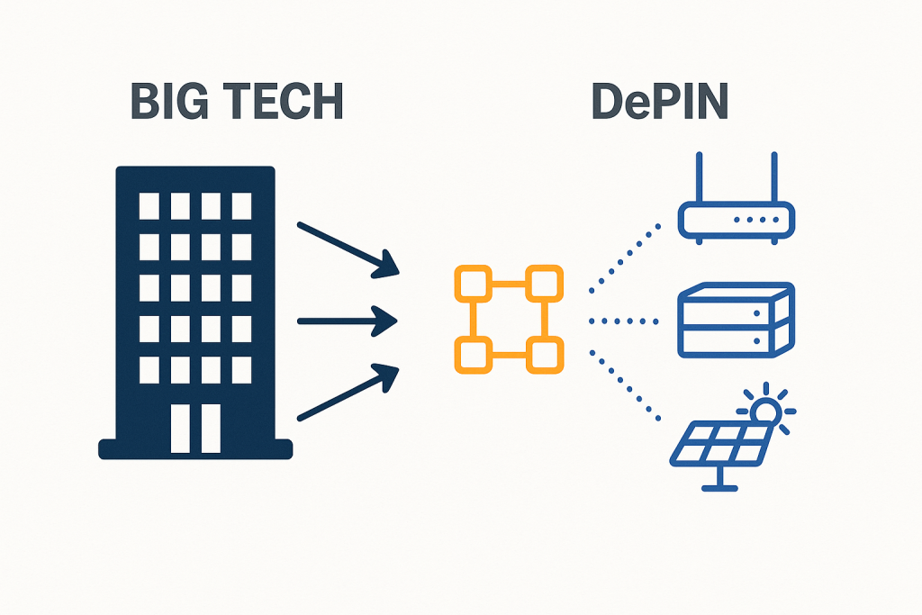 Discover how DePIN challenges Big Tech by creating community-owned, transparent, and efficient infrastructure.